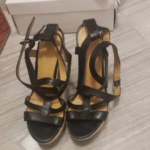 Espadrilles Black Leather Size 8